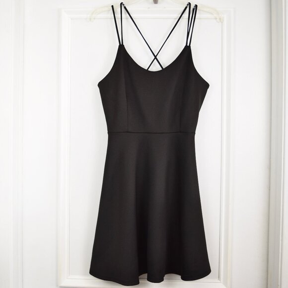 Finn & Clover Skater Dress Women Medium Black LBD Strappy Sexy Prom Party New - Picture 1 of 8